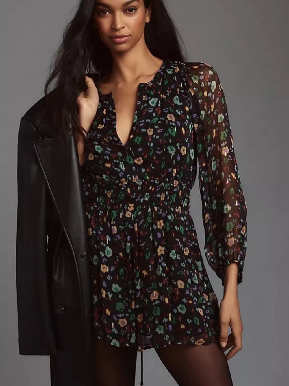 Anthropologie The Long-Sleeve Somerset Romper: Printed Edition. Size L